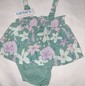 green dress with white flowers for girl, by Carter's, for 3 months